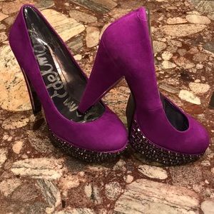 Fuchsia Studded Platform Pumps